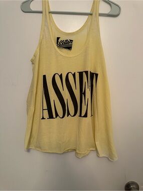 Women’s Yellow Tank Top with 'ASSET' Graphic